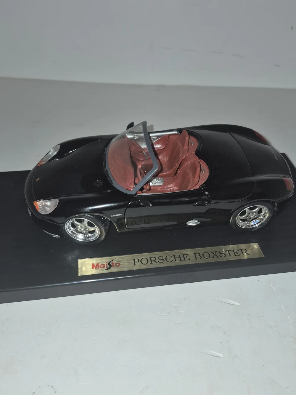 Maisto Porsche Boxster Die-Cast Convertible Toy Car - Black with Red Interior